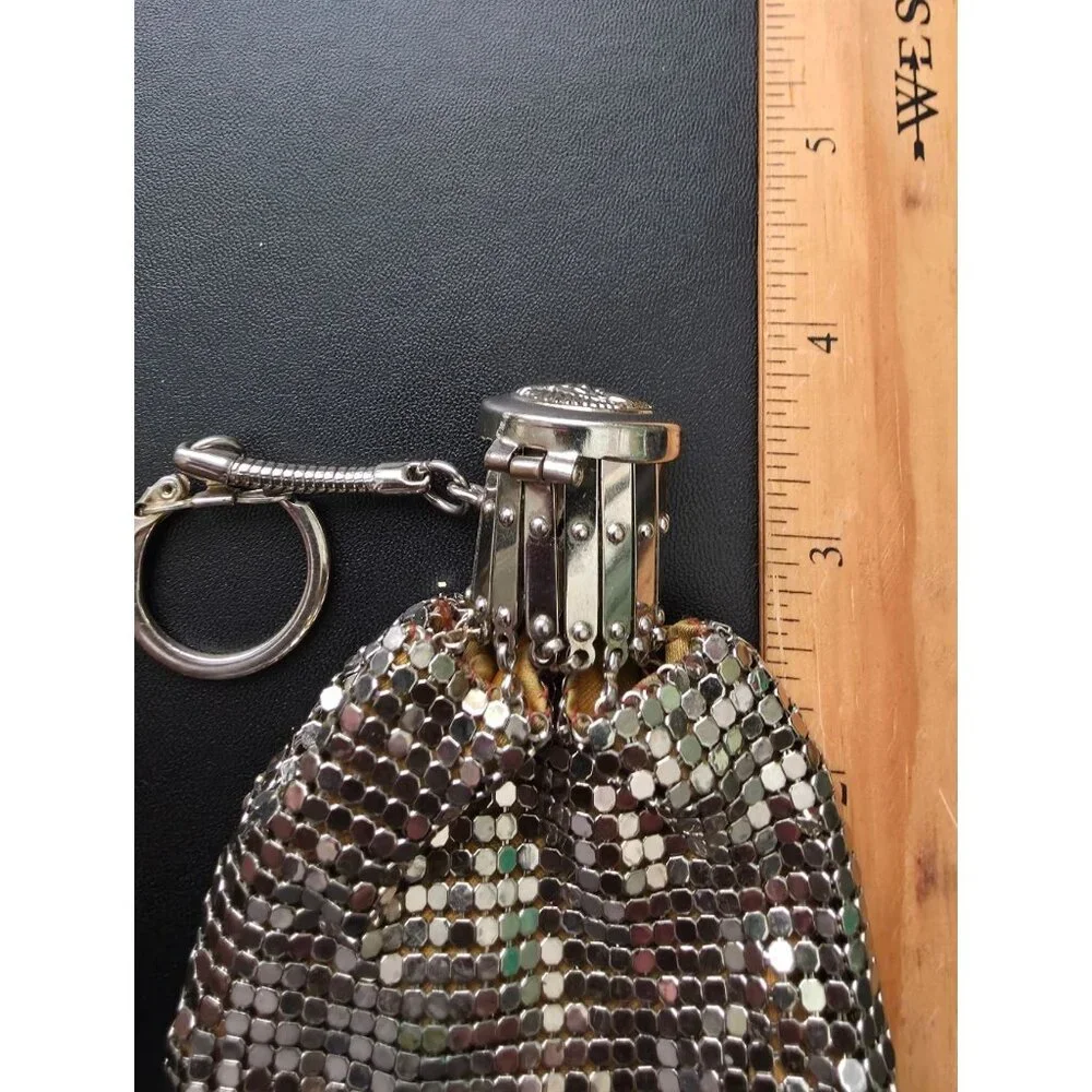Vintage Silver Mesh Expandable Accordion Opening Keychain Chatelaine Coin Purse - Picture 7 of 7